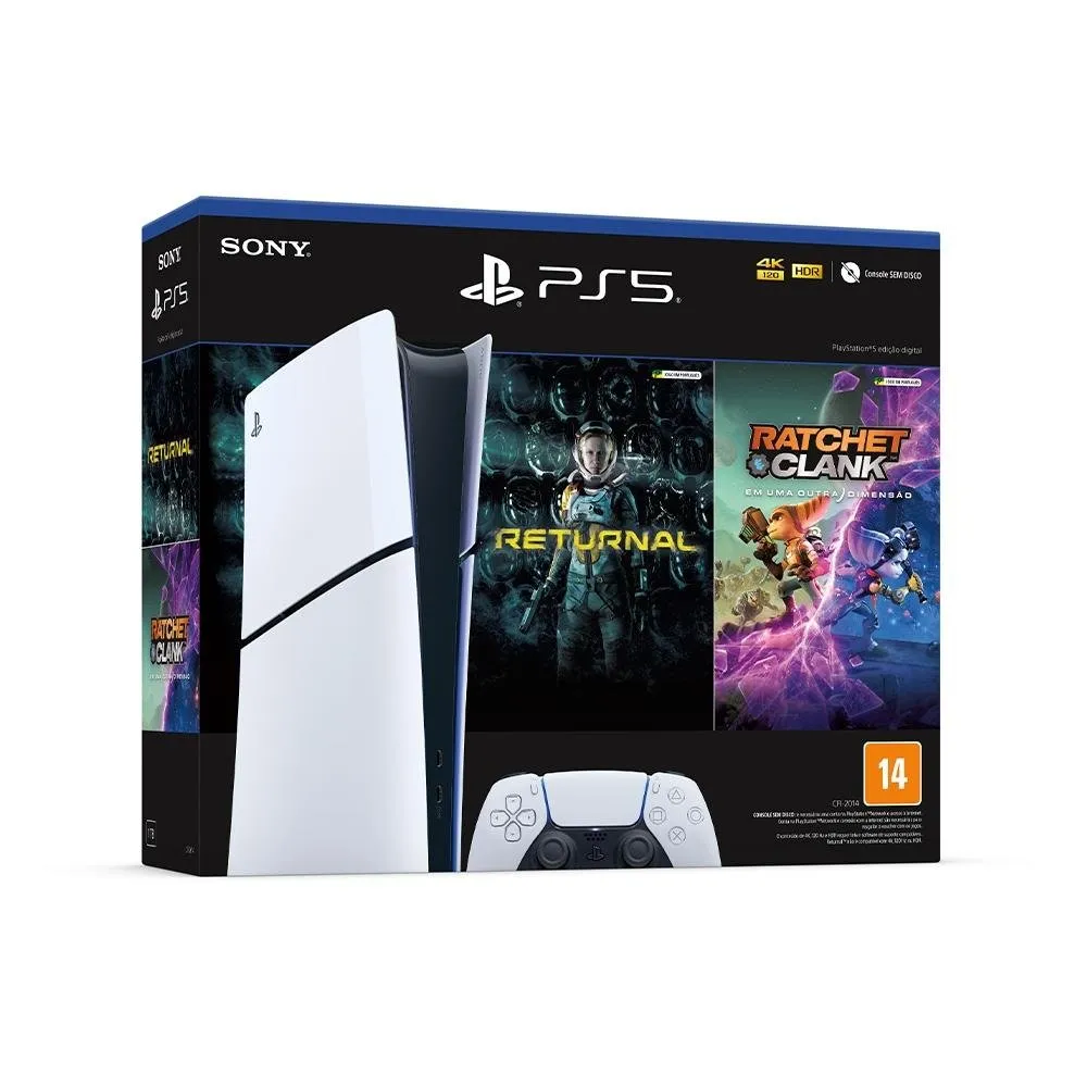 [App] Console Playstation 5 Slim Sony, Ssd 1tb, Edio Digital, Com Controle Sem Fio Dualsense, Branco + 2 Jogos Digitais - 1000038914